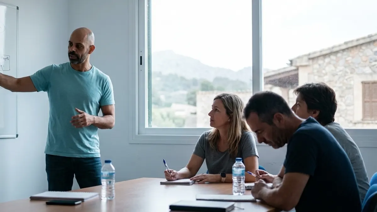 Consultor de RRHH externo en una sesión de trabajo con el equipo de una pyme en Mallorca
